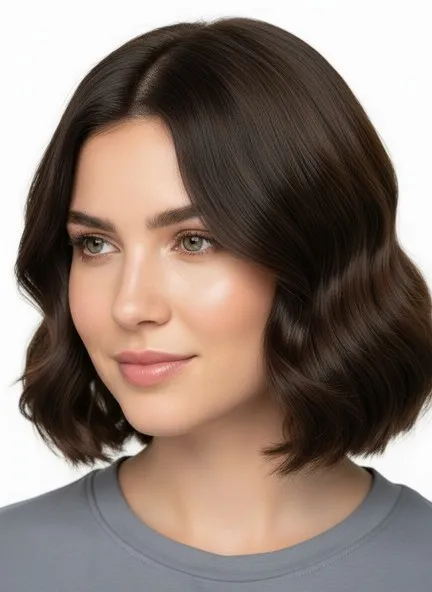 The same model with espresso hair