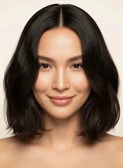 Textured Lob on a heart face shape